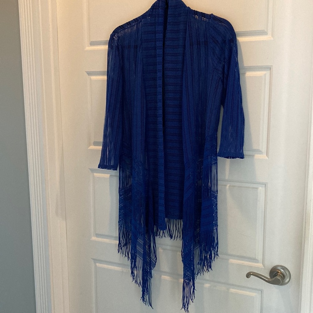 RoyalBlue Lacy BLAZER-Fringed